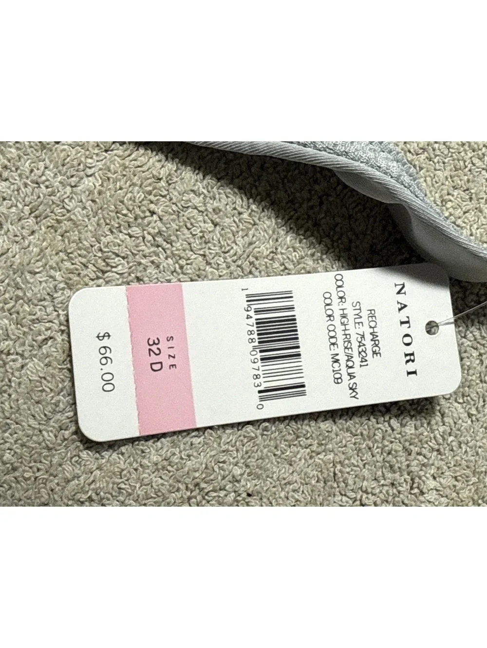 Natori Recharge Bra Size 32D Color Highrise/Aqua Sky NWT MSRP $66